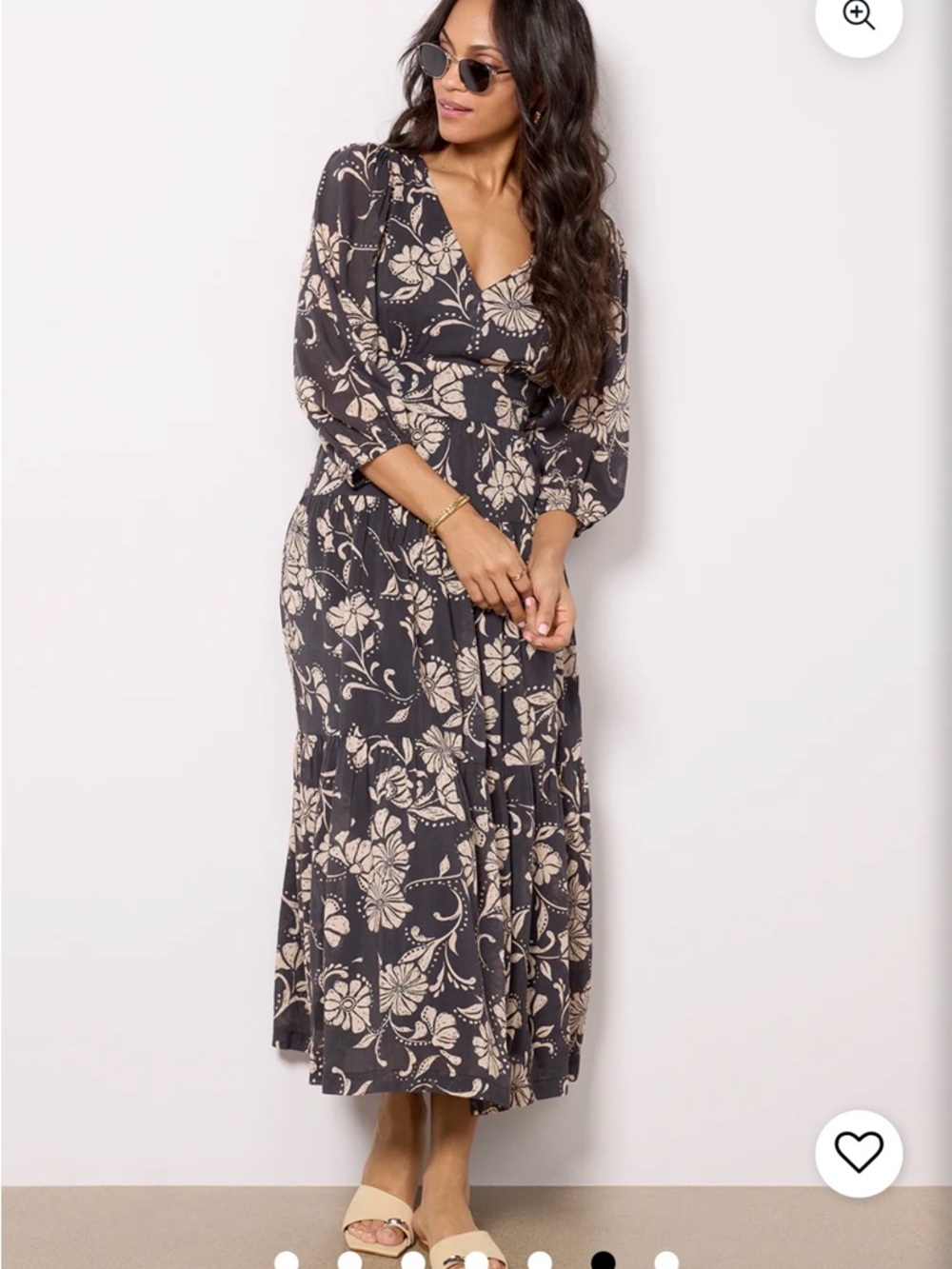 Z Supply Black Maxi Dress with Cream Floral Print